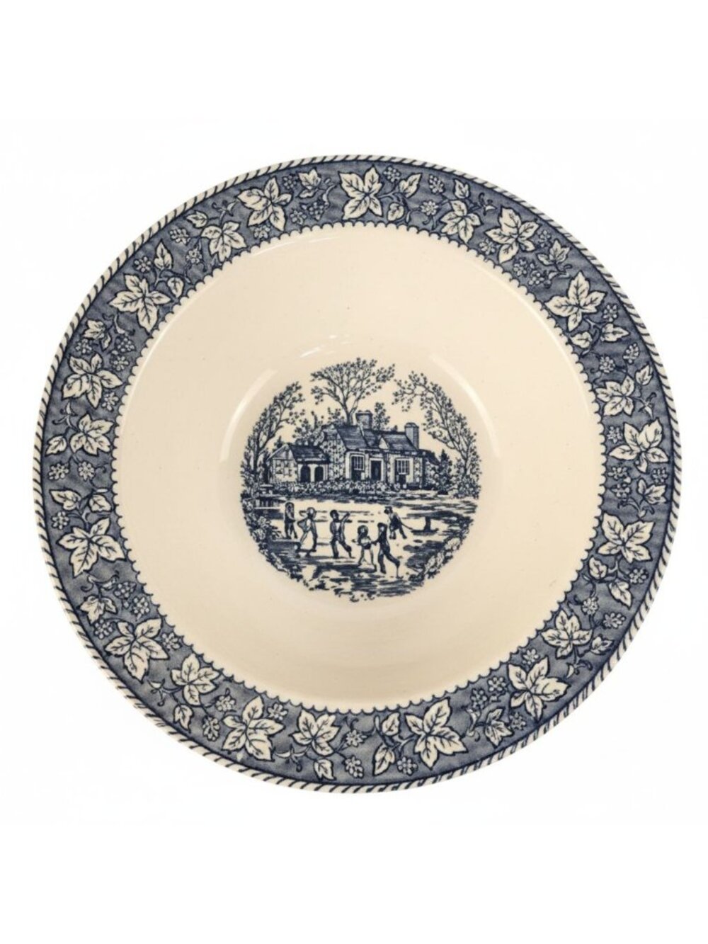 Vintage Homer Laughlin Shakespeare Country Vegetable Bowl Blue White Transferwar